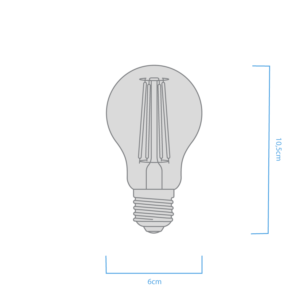 BULBO A60 FILAMENTO MACROLED 6W E27 AC180-265V CALIDO 2700K