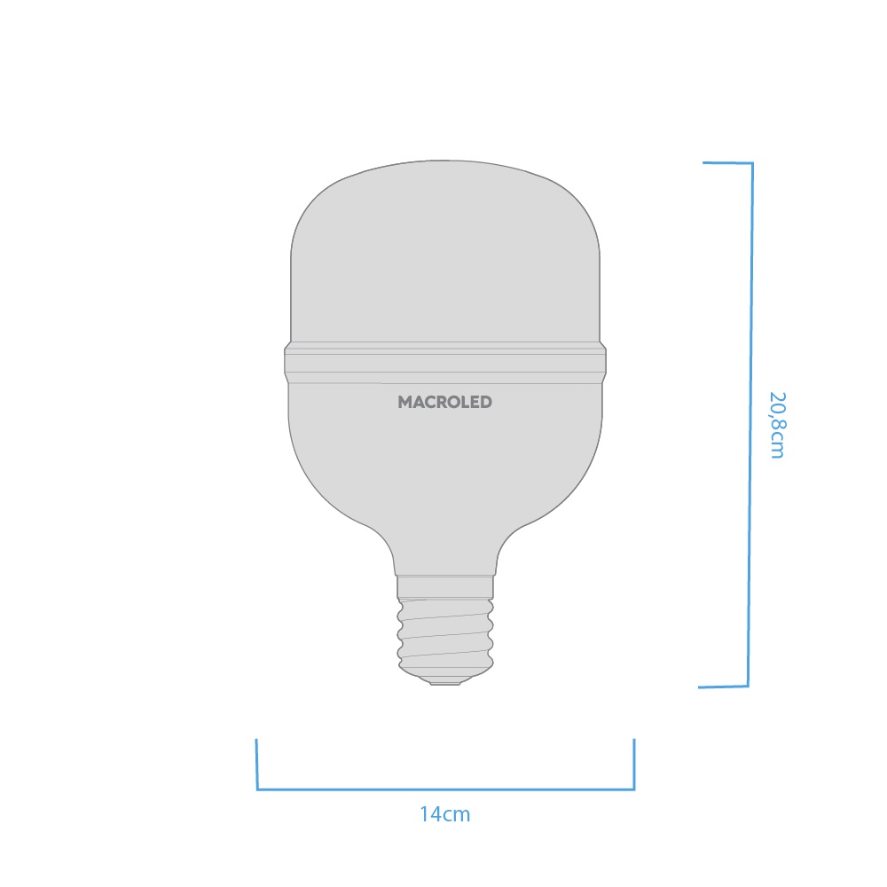 Foco Macroled Corto T140 60W E40 Frío 6500K (C-BAP-60-E40-CW)