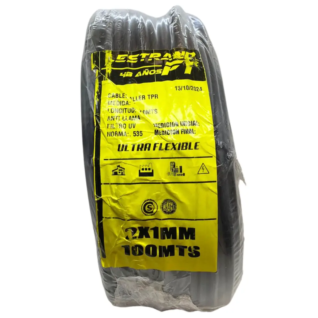 Cable tipo taller/TPR Lestrand 2x1,00 mm² normalizado x rollo 100m