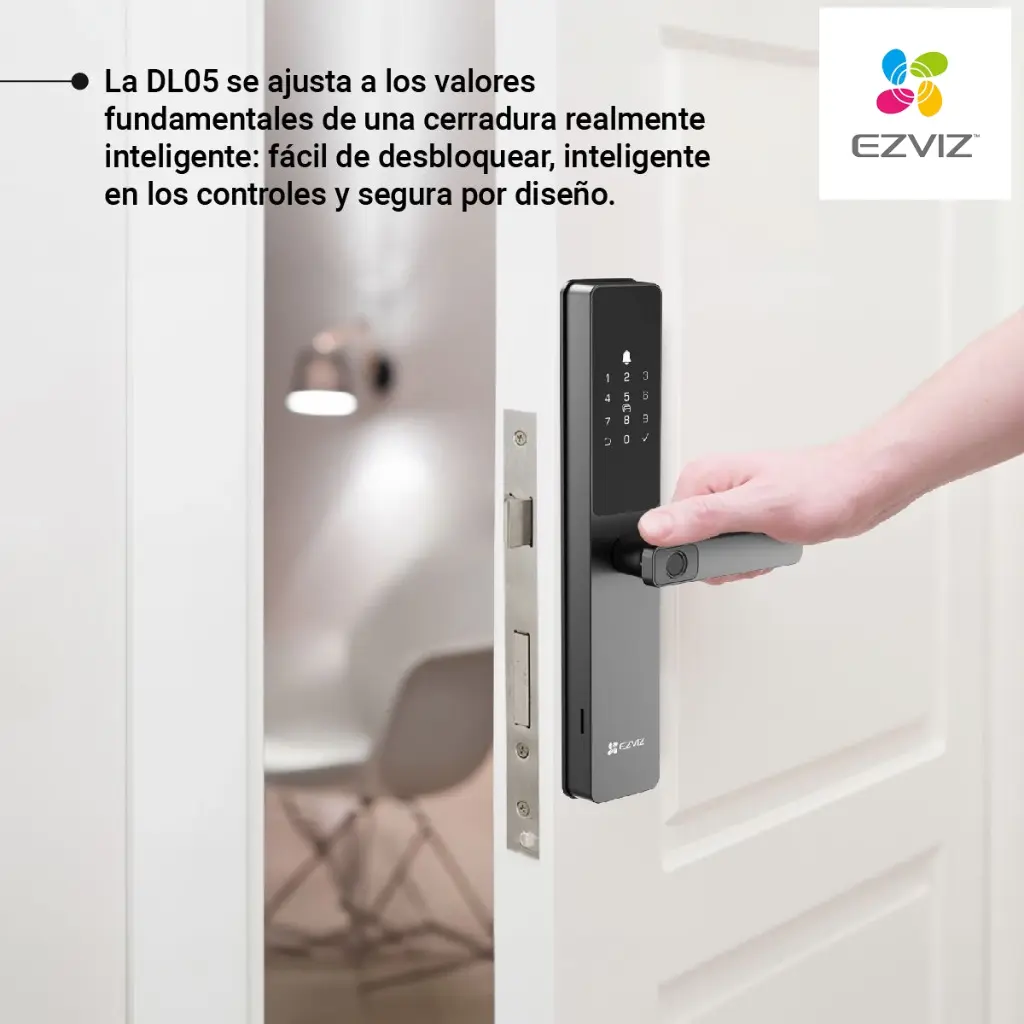 Cerradura Inteligente Ezviz Huella, tag, PIN, APP, bluetooth con pasador manual (DL05-R100) (copia)