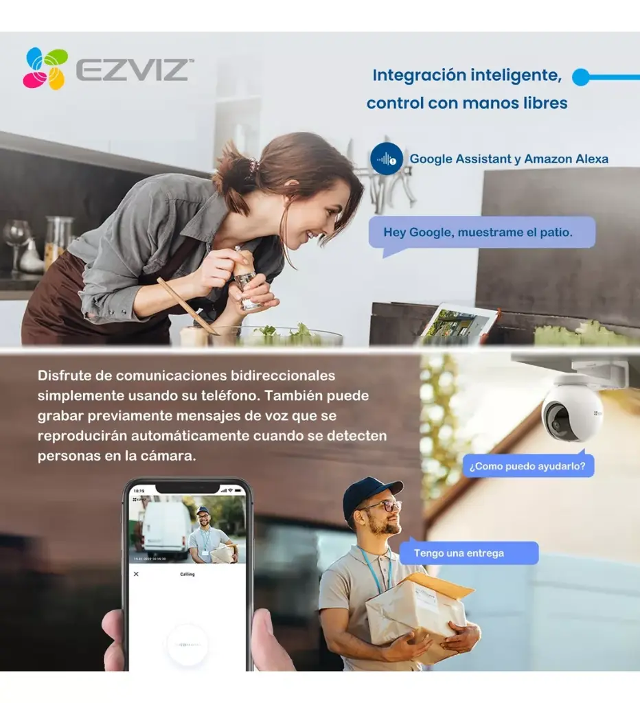 Camara IP Ezviz Wifi Domo PT Exterior + Panel Solar (CS-CB8(3MP)+panel) 