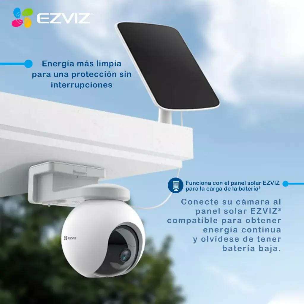 Camara IP Ezviz Wifi Domo PT Exterior + Panel Solar (CS-CB8(3MP)+panel) 