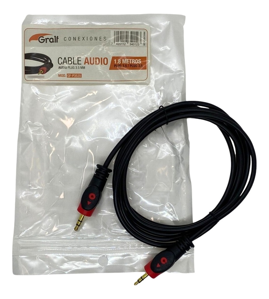 Cable de audio Gralf 1.8m plug 3.5mm (GF-P3535)