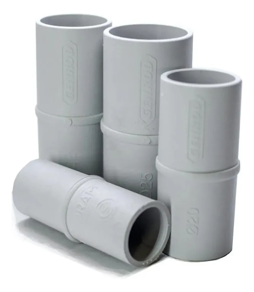 Union/cupla de PVC 3/4" 20mm para caño rigido pesado Genrod Sistelectric (UTR020E)