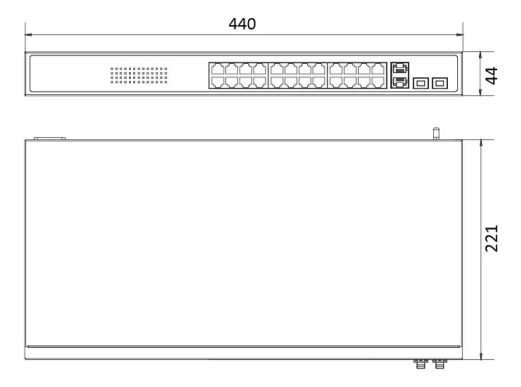 Switch PoE 24+2 Puertos Hikvision Administrable - 24 PoE Fast + 2 Gigabit Combo - Potencia 370W (DS-3E1326P-EI)