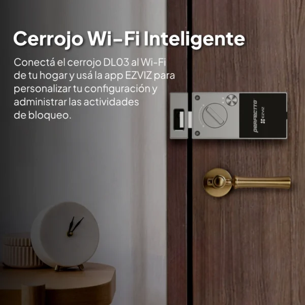 DL03 PRO Cerradura Inteligente Ezviz WiFi Apertura Huella Clave App RFID y Notificaciones Push Incluye Auto Bloqueo y Alarma Antisabotaje Gris (CS-DL03-R100-WBCP-GR)