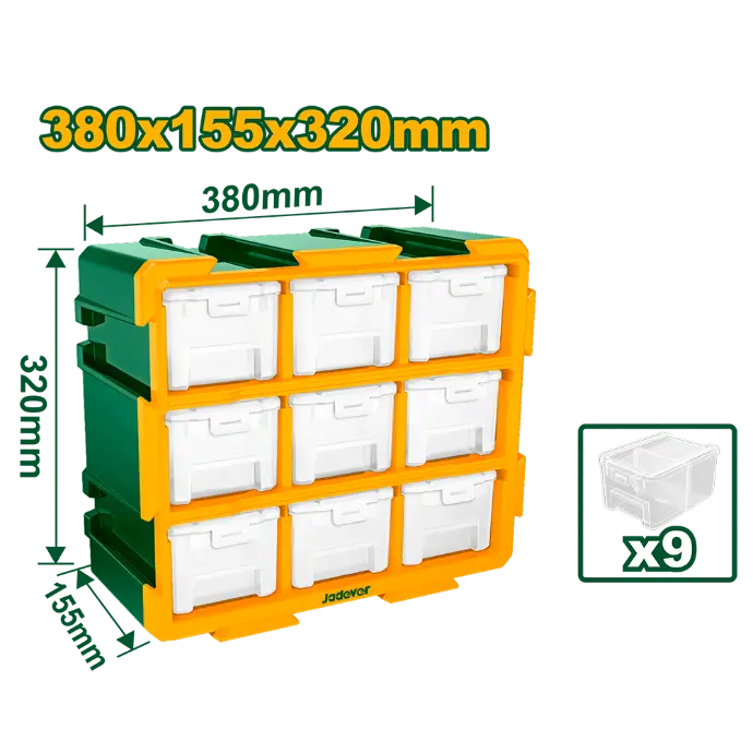 [JDTB8331] Rack 9 gavetas Transparente Jadever 380x155x320 [d]