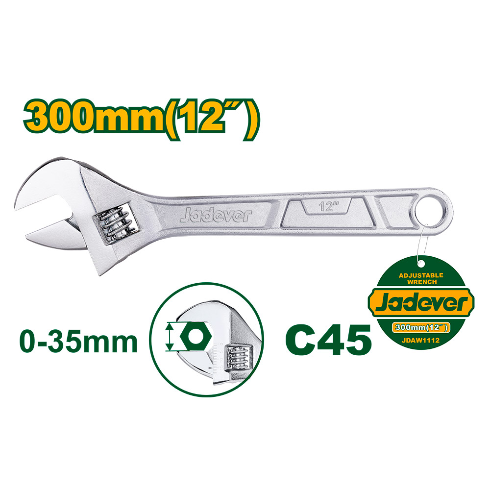 Llave Francesa Jadever CRV 30cm 12" 0-35 [d]