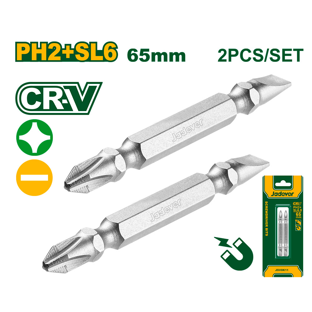 Set de puntas de destornillador dobles x2 Jadever PH2 + SL6 50mm [d]