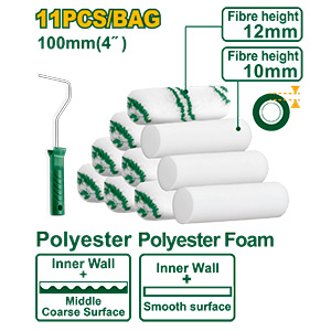 Set 100mm 4" 10 rodillos 12mm Poliéster[d]