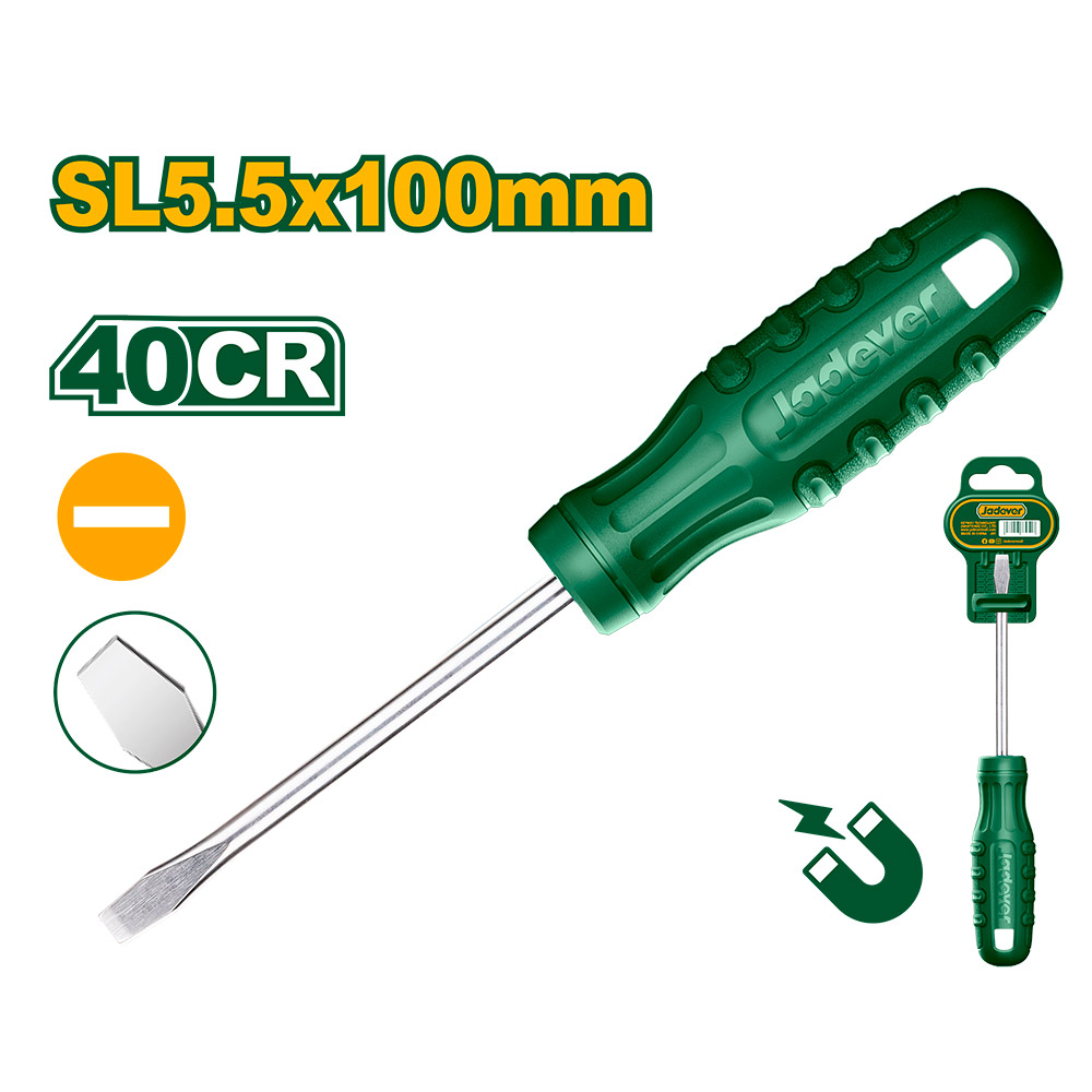 [JDSD3954] Destornillador plano Jadever con punta magnetica 40CR SL5.5x100mm [d]