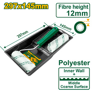 Set 1 Rodillo 100mm 4" 2 rodillos 12mm Bandeja 297 x 145mm[d]