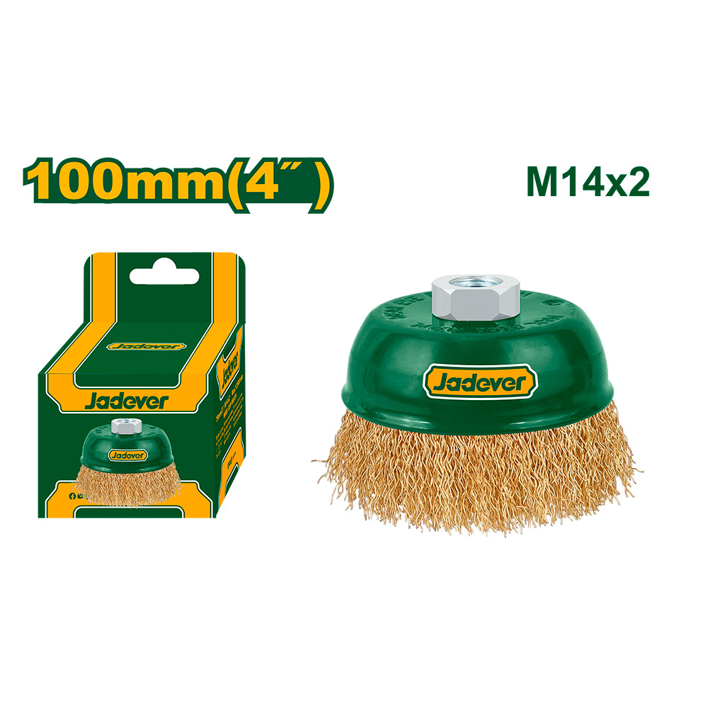 [JDCE1402] Cepillo copa de alambre rizado de cobre Jadever 100mm