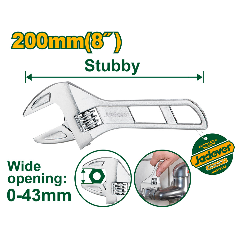 [JDAW7108] Llave francesa corta Jadever ajustable de 0 a 44 [d]