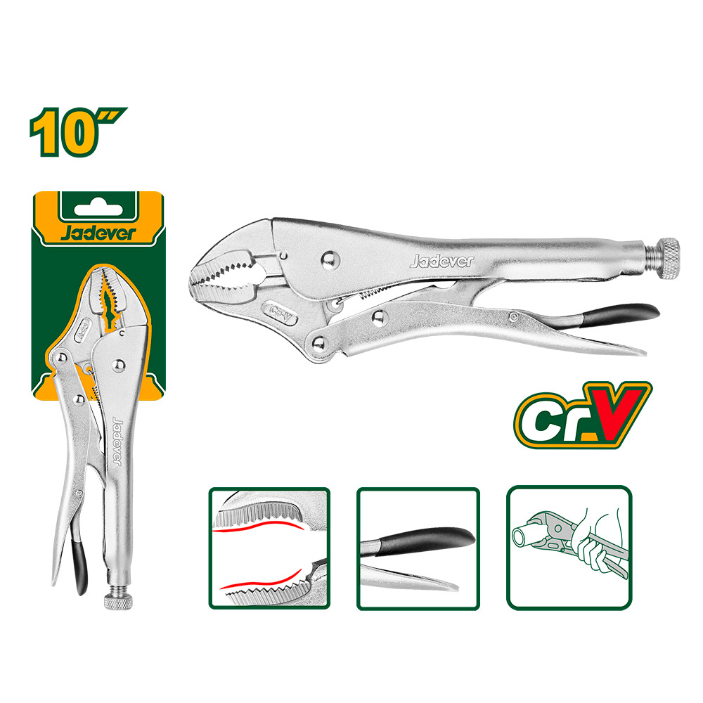 Pinza de fuerza curva Jadever 10" [d]