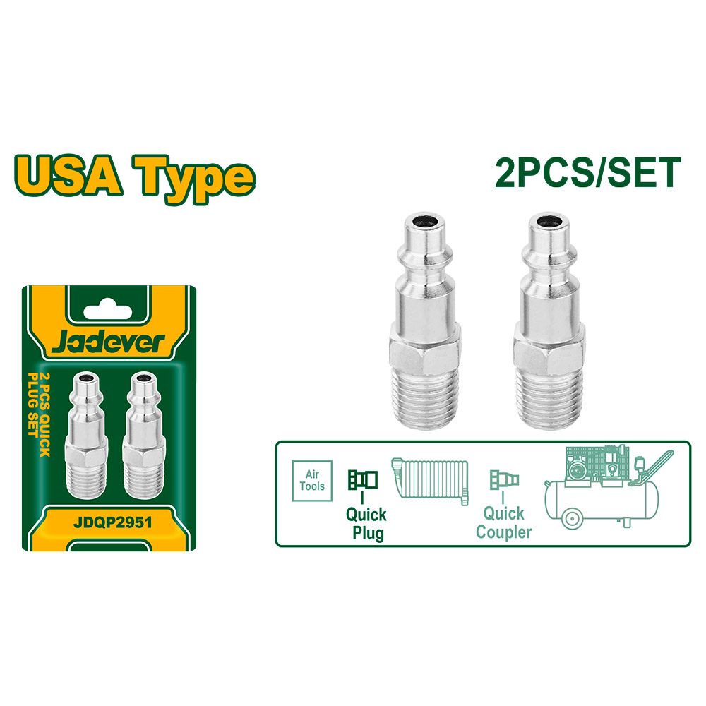 Kit acople rápido de aire Jadever x2 macho 1/4" [d]
