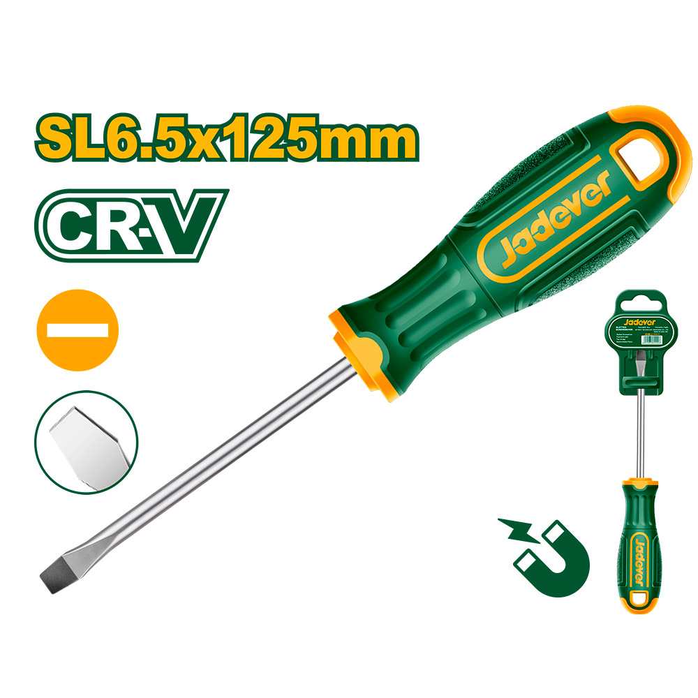 [JDSD1265] Destornillador plano Jadever con punta magnetica CRV SL6.5x125mm [d]