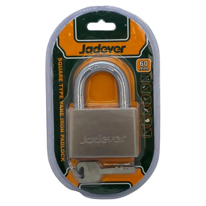 Candado de hierro Jadever con paletas cuadradas niqueladas 60mm [d]