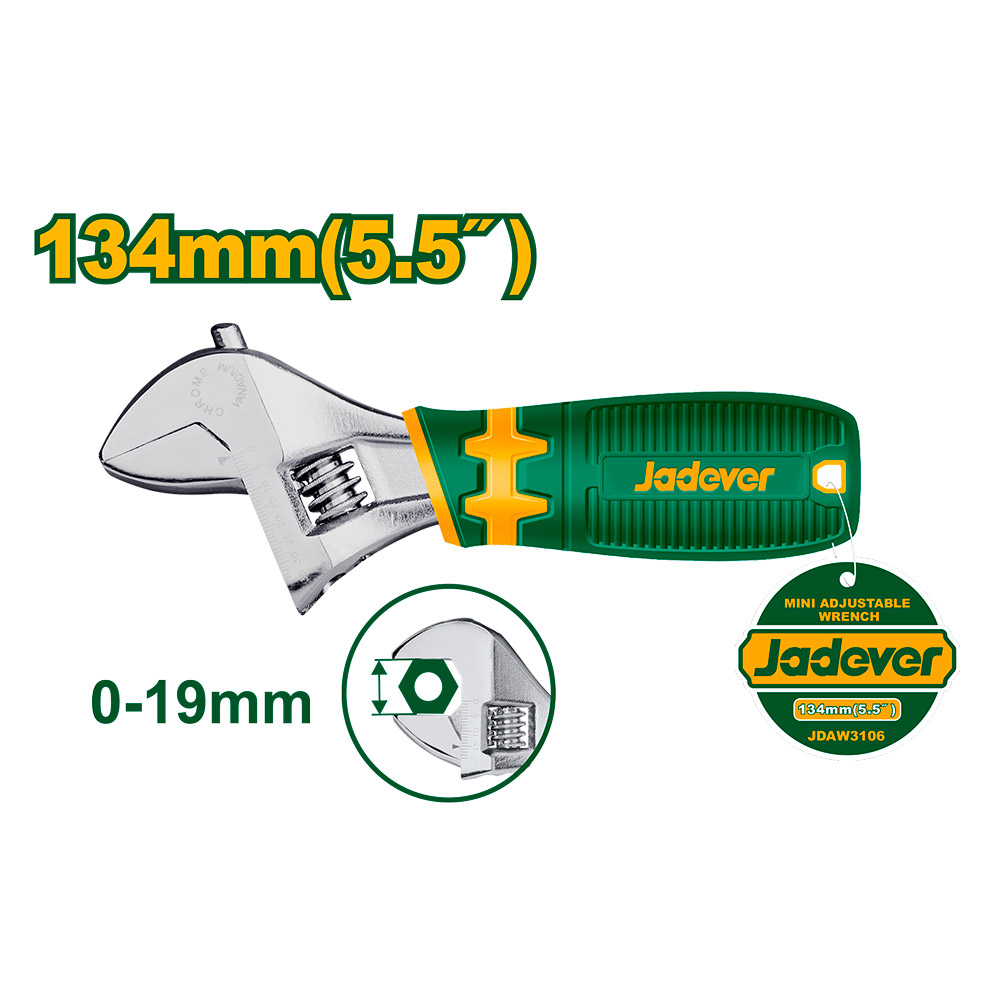 [JDAW3106] Mini llave francesa Jadever ajustable de 0 a 19mm [d]