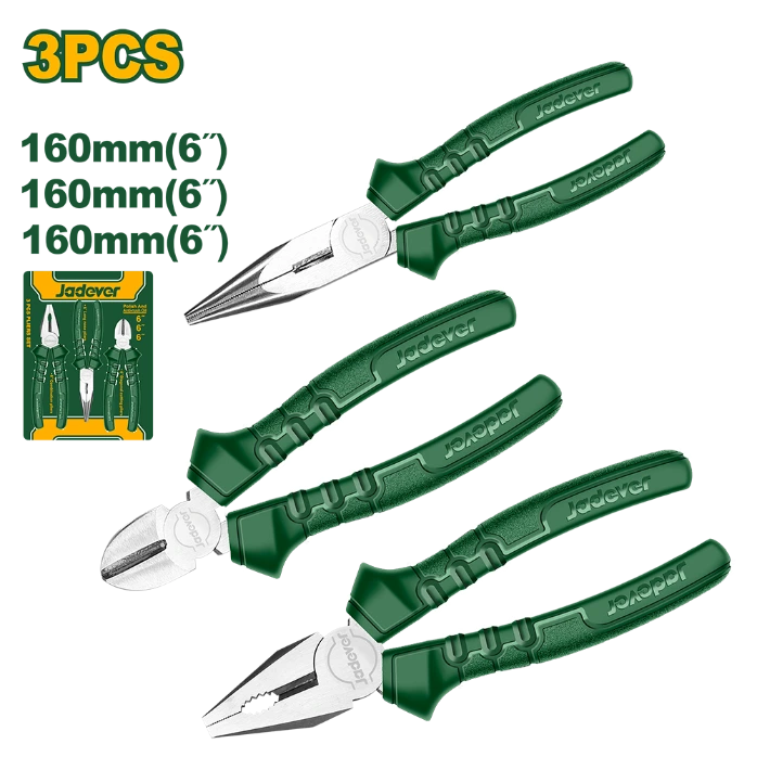 Set Pinzas Alicates x3 160mm Jadever [d]