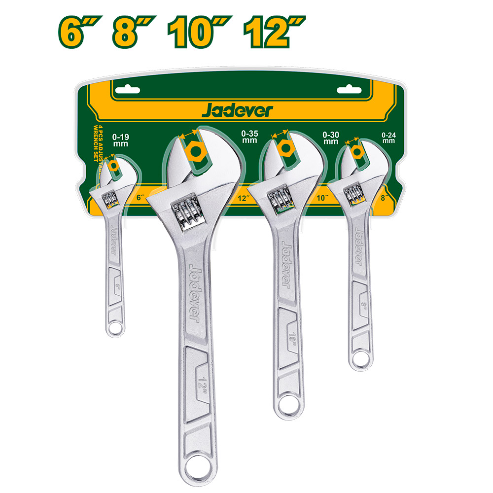 Set de llaves francesas de 4 piezas Jadever 6 8 10 12" [d]