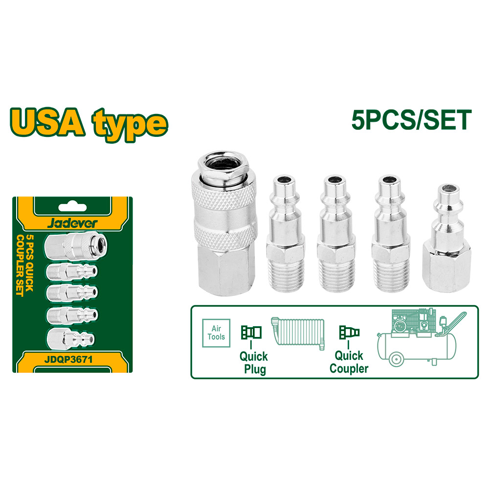 Kit conector y acople rapido Jadever 5 piezas 1/4"    [d]