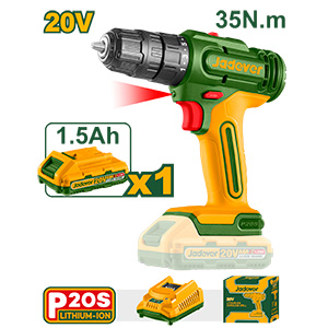 Set Taladro 20V + Bat 1.5A + Cargador 1500rpm 35Nm [d]