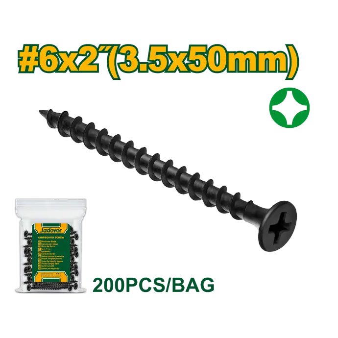 [JDXS1915] Bolsa de Tornillos Drywall Gruesos Jadever 3.5x50mm 200pcs [d]