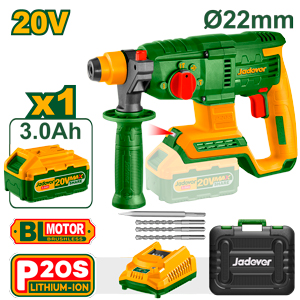 Kit Rotomartillo Brushless 20V SDS + 1 Bat 3A + Cargador + Maletin + 4 puntas[d]