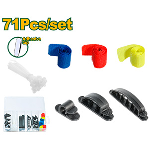Lote Organizador de Cables Plásticos y Velcro 71pcs[d]