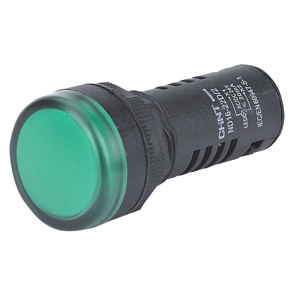 Ojo de buey LED Chint 22mm color verde 24V