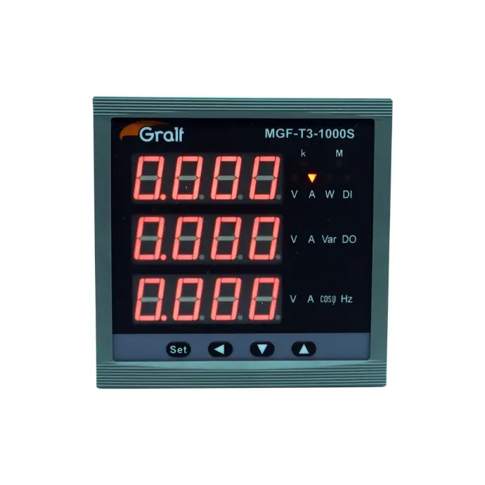 Multimedidor trifasico y analizador de red Gralf de panel con medidor de consumo y cofimetro (MGF-T3-1000S)