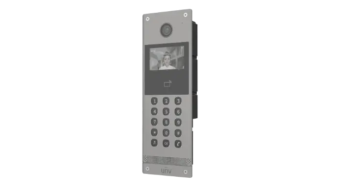 Videoportero Uniview con Lector IC, 15 teclas Braille, IR, PoE, IP65 IK08 (OEU-301S-HMKA)