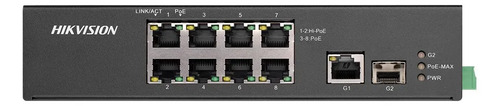 [DS-3T0310HP-E/HS] Switch PoE 8+2 Puertos Hikvision 8 PoE 10/100 (2 de ellos Hi-PoE) + 1 Gigabit + 1 SFP - Potencia 110w (DS-3T0310HP-E/HS)