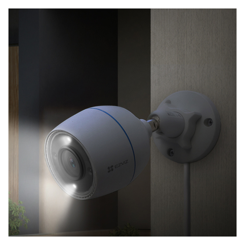 [EZ-H3C-2MP-COLOR] Camara IP WiFi 2MP Ezviz H3C Cableada Exterior ColorVu IR30m Microfono MicroSD 512GB (EZ-H3C-2MP-COLOR)