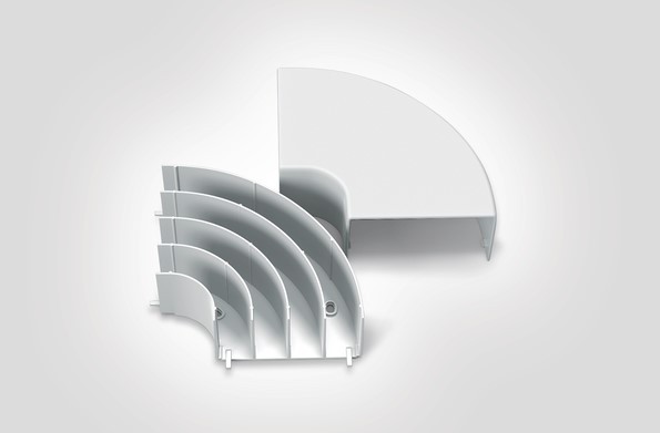 Accesorio curva plana FDCP Marfil Hellermann Tyton (separador y tapa) 