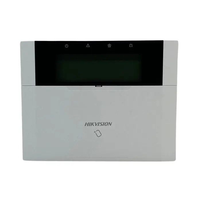 Teclado LCD cableado con lector de tags y controles Hikvision AxHybridPro (DS-PK1-LRT-HWB) 