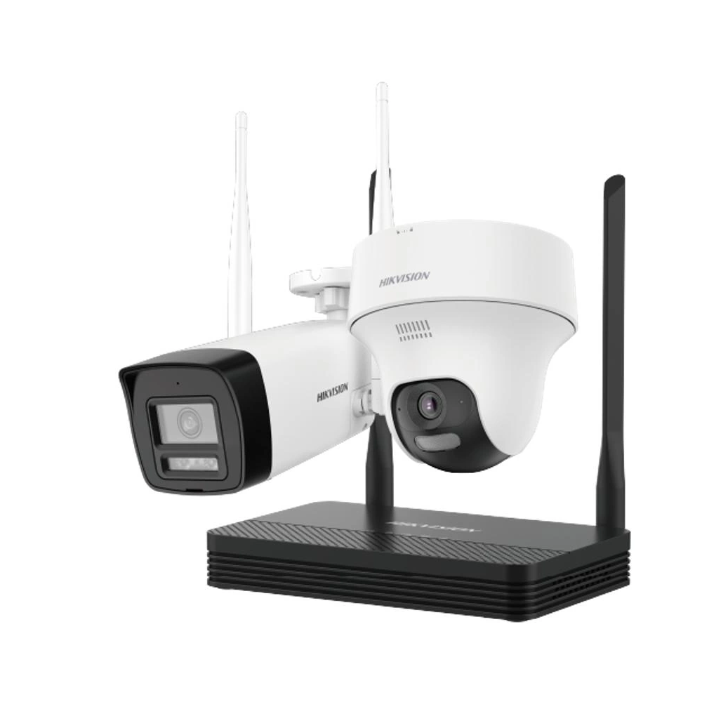 Kit de Camaras wifi Hikvision EasyLink 2MP 1 Bullet exterior + 1 minidomo PT de interior + NVS 4ch (NKS422W02H)