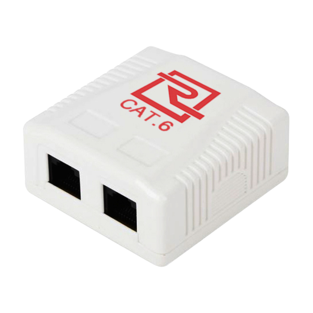 [RV-ROSETA-2U6] Caja de montaje superficial Reguvolt Cat6 doble puerto RJ45 (RV-ROSETA-2U6)