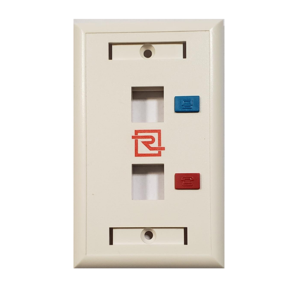 Faceplate/tapa 2 puertos RJ45/jack/ethernet Reguvolt (RV-FPLATE-2U)