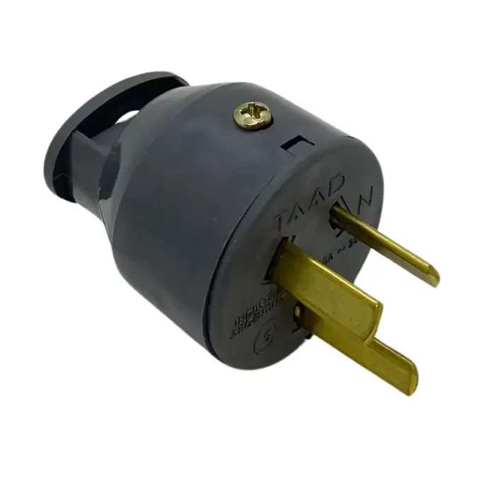 Ficha macho Taad c/neutro y sujeta cable 250V 10A gris (D-8107)