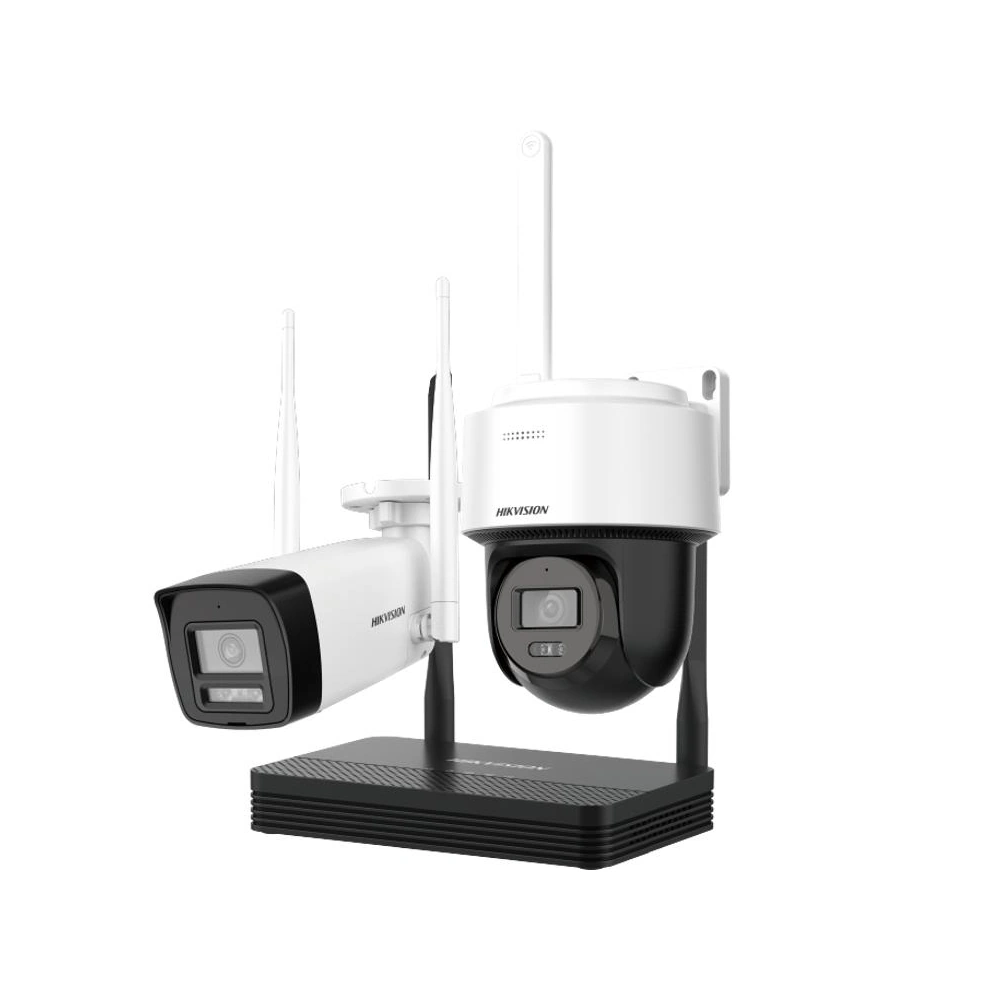 Kit de Camaras wifi Hikvision EasyLink 4MP 1 Bullet exterior + 1 Domo PT de exterior + NVS 4ch (NKS424W03H)