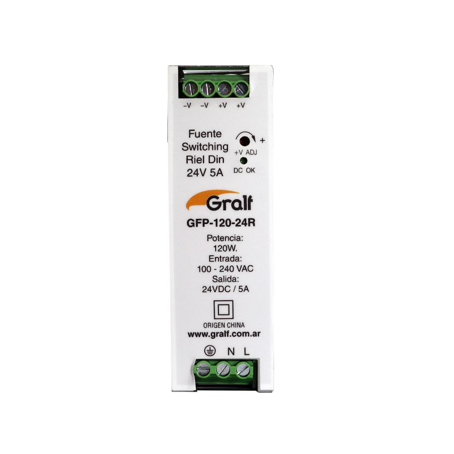 [GFP-120-24R] Fuente switching Riel Din 24V 5A (GFP-120-24R)
