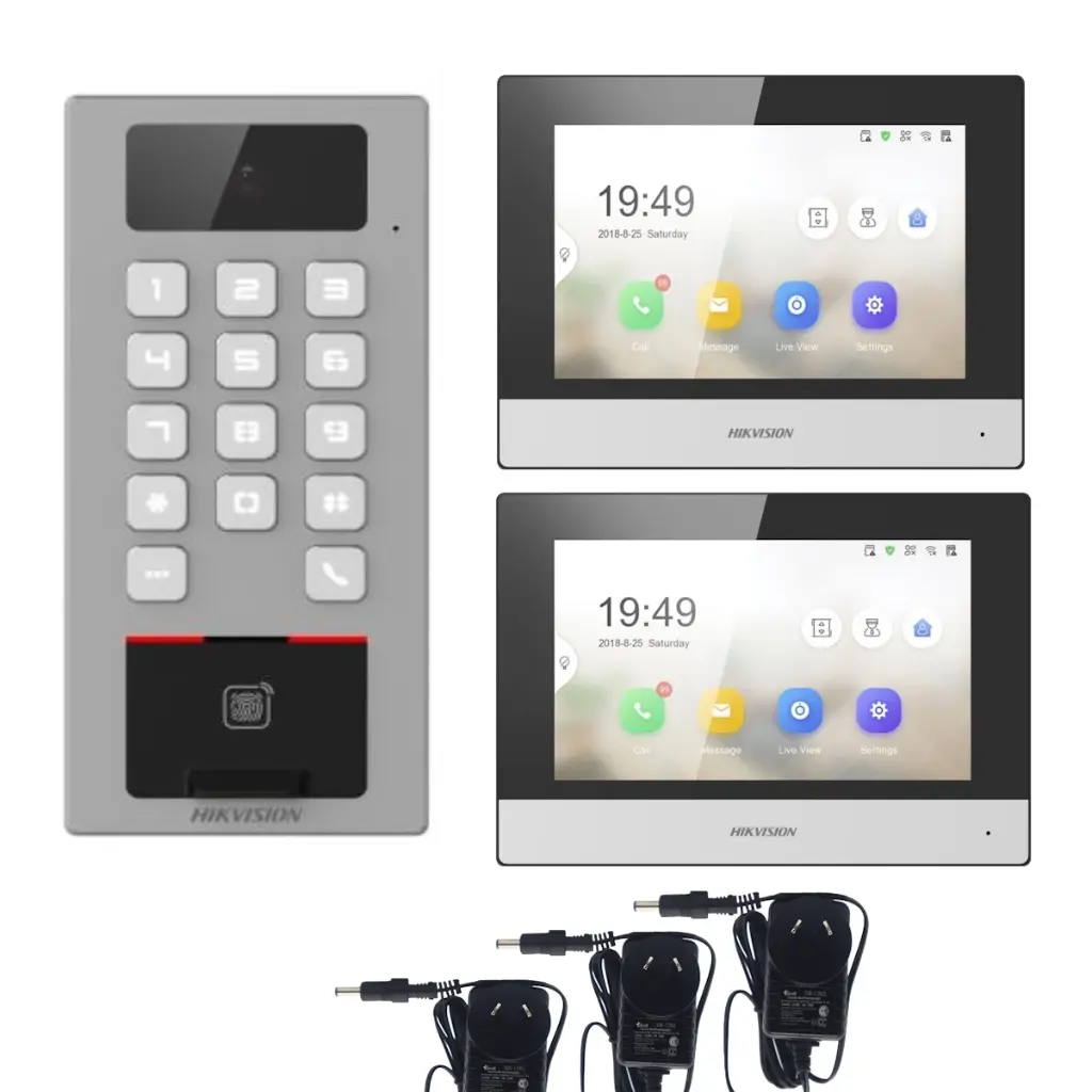 Kit Portero y control de acceso antivandalico 2 casas, pantalla tactil wifi