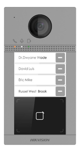 [DS-KV8413-WME1] Portero IP Hikvision 2MP Lector Mifare 4 casas/deptos PoE IR IP65 IK08 App DobleRele Hik-Connect (DS-KV8413-WME1)