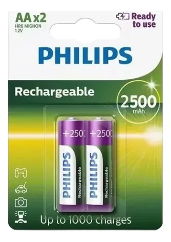 Pila recargable AA Philips (blister x 2 unidades)
