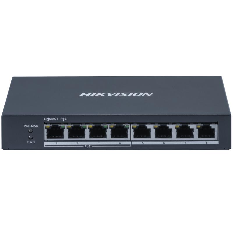 Switch PoE Hikvision 4 Puertos + 4 PoE Potencia 60W (DS-3E0508P-O) 