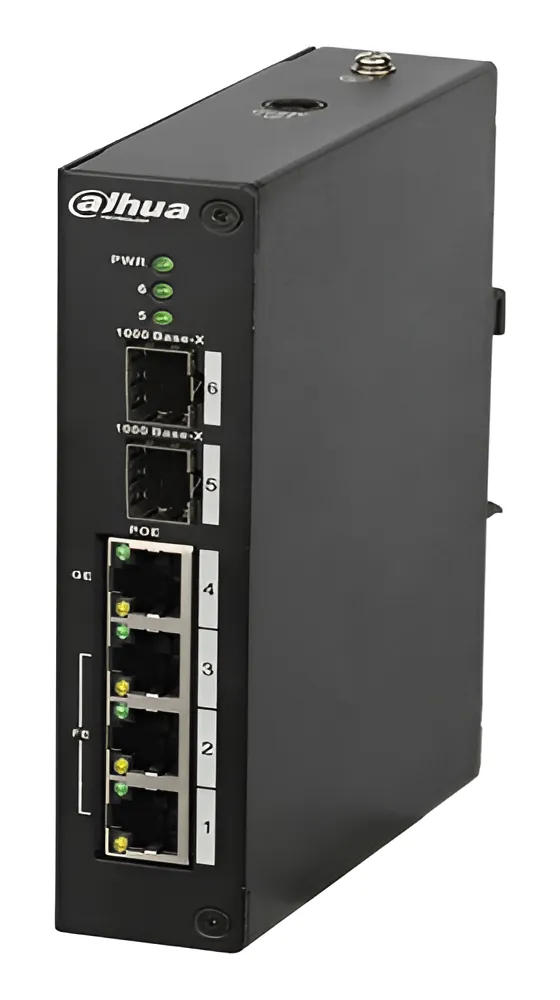 Switch PoE 4+2 Dahua 4xPoE+2xSFP 120W industrial (PFS3206-4P-120)