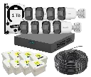 NVR PoE + 8 cam 2mpx iA + Disco 1TB+ cable UTP + estancas