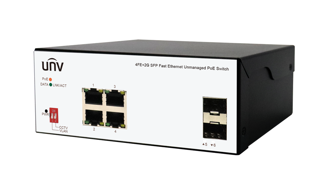 [ISW2000-4T2GP-POE-IN] Switch PoE 4+2 Uniview  4 PoE 100Mbps + 2 SFP 1000Mbps industrial 60W (ISW2000-4T2GP-POE-IN)